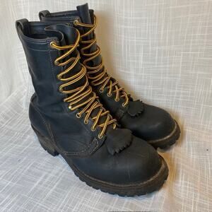 Wesco Jobmaster Steel Toe Black Leather Boots With Kiltes Mens Size 10 D